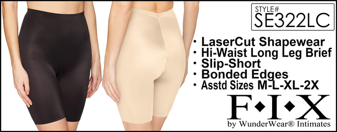 SE322LC Ladies Laser Cut Hi-Waist Shapewear Slip-Shorts (M-2X)