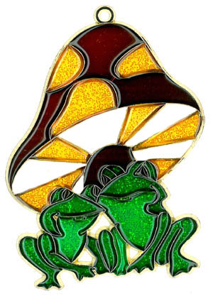 FROGS UNDER MUSHROOM SUNCATCHER ANIMAL SUNCATCHERS 