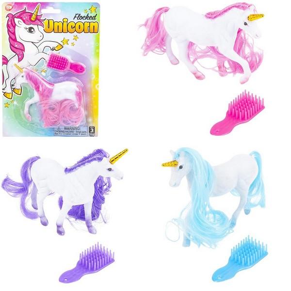 TR13104 Flocked Unicorn Play Set image