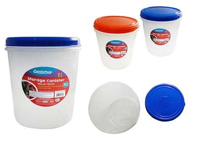 JUMBO STORAGE CANISTER CONTAINER 7.5" DIA X 8.6"H 4.7L CAPACITY, BLUE, RED LIDS image