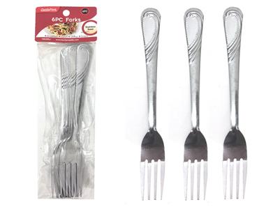 6PC STAINLESS STEEL FORKS, 7.1" LONG