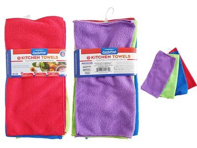 4PC MICROFIBER CLEANING CLOTHS 11.8" X 11.8" 4ASST COLORS image
