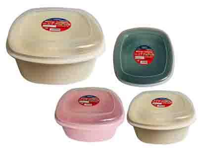 Square Food Container, 3 Asst Colors. Size: 10" x 10" x 5.25" image
