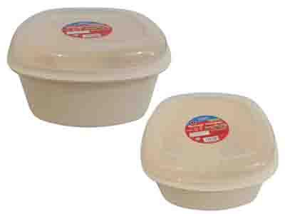 Square Food Container, 3 Asst Colors. Size: 10" x 10" x 5.25" (15825D) image