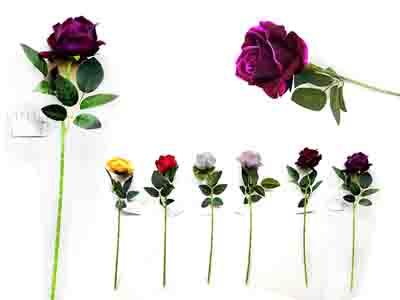 ROSE FLOWER 20"L 6 LAYER 2 LEAVES ASST CLR image