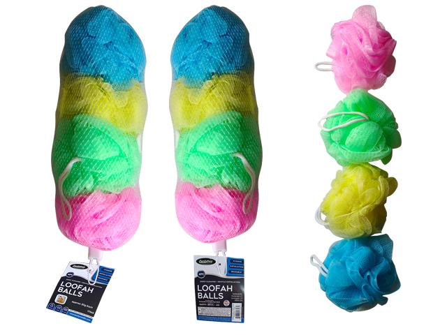 4PC SCRUBBER LOOFAH BALLS, 30G EACH