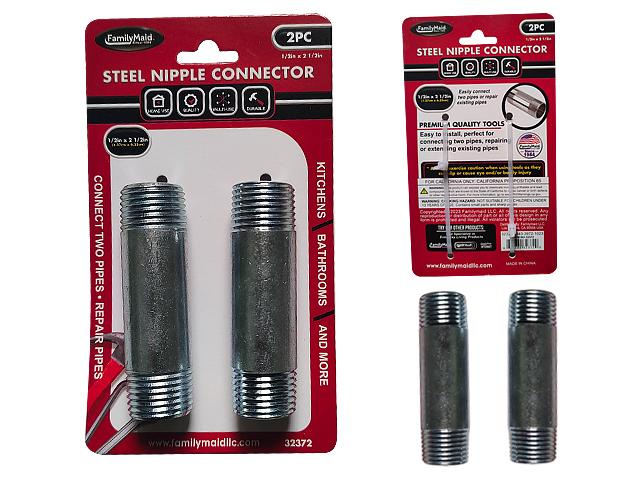 2PC STEEL NIPPLE CONNECTOR 1/2" X 2 1/2"L