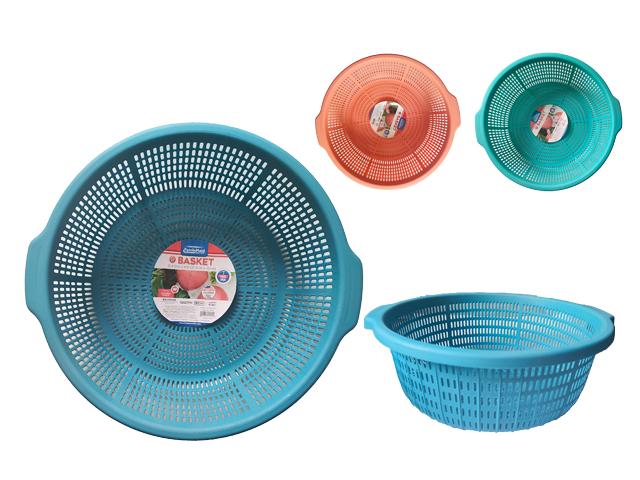 ROUND BASKET 12.4" D X4"H  BLUE,GREEN,ORANGE 3ASST image