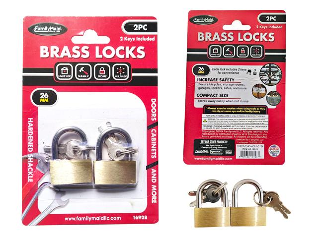 BRASS LOCKS 2PC 26MM X 14MM X 7MM image