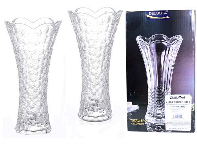 GLASS FLOWER VASE 5.18"DIA X 9.2"H. COLOR BX + UPC (52531) image