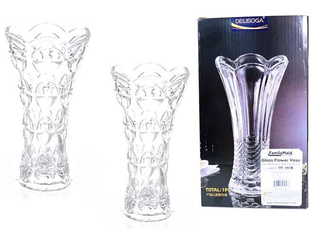GLASS FLOWER VASE 5.18"DIA X 9.2"H. COLOR BX (52533) image