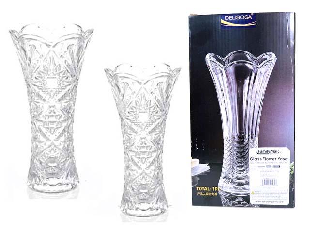 GLASS FLOWER VASE 5.18"DIA X 9.2"H. COLOR BX (52534) image