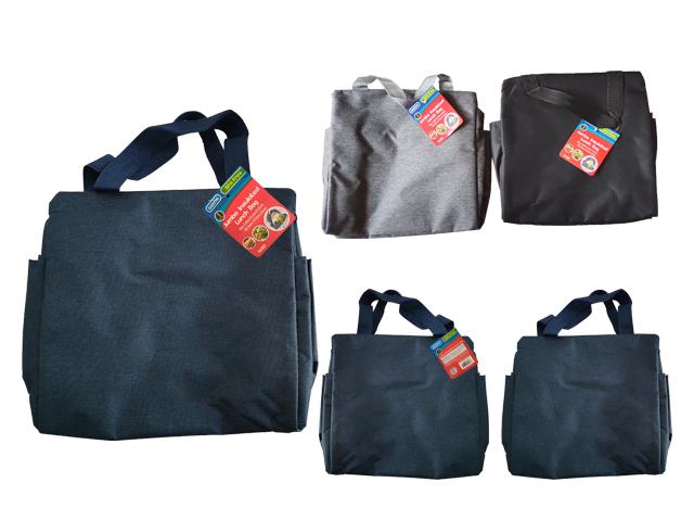 JUMBO INSULATED LUNCH BAG W/ 2 SIDE POCKET 9.5" X5.25 X9.5" 4ASST image