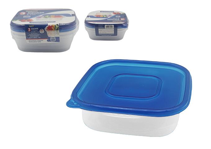 FOOD CONTAINER 3PC SQ 3CUPS/24OZ/710ML BLUE LID