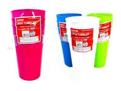 TUMBLER 3PC 3.9"DIA X6.7" H BLUE,GREEN,PINK,WHI image