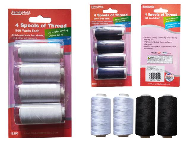 SEWING THREAD 4PC 500 YARDS EA WHITE,BLACK 2ASST image