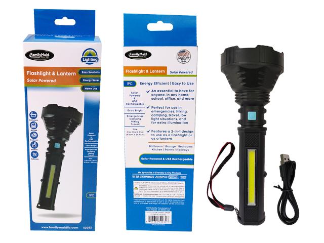 SOLAR POWER FLASHLIGHT W/LANTERN 3.5" D X9.5" H image