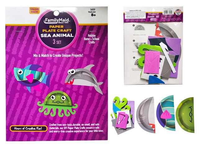 3 SET SEA ANIMAL DIY CRAFT PAPER PLATE image