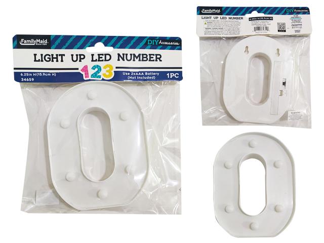 LIGHT-UP LED NUMBER 0 6.25" H