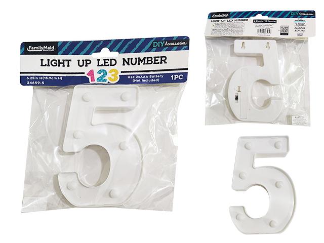 LIGHT-UP LED NUMBER 5 6.25" H
