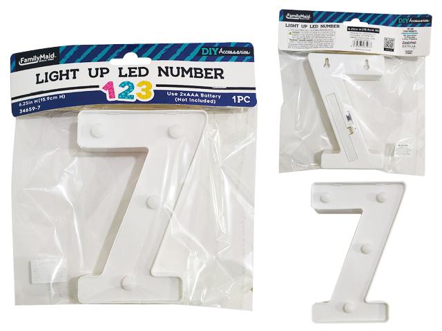 LIGHT-UP LED NUMBER 7 6.25" H