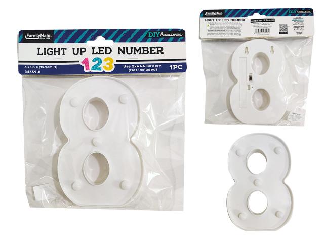 LIGHT-UP LED NUMBER 8 6.25" H