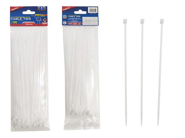 SELF-LOCKING CABLE TIES 75PC 8" LONG WHITE (16282P) image
