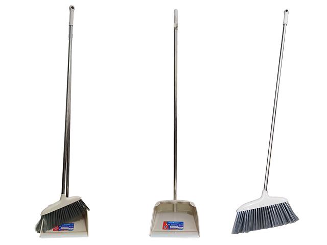 EXTRA LONG DUSTPAN W/BROOM 39.4" L STEEL HANDLE