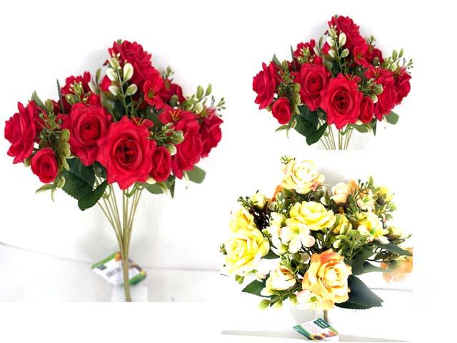 ROSE FLOWER BOUQUET 12 STEM 15.5" L 2.25' DIA 1' SMALL 3AS image