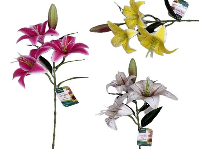 LILY FLOWER BOUQUET 4 HEAD 40' L 8" DIA ,6' DIA BUD 4" L 3ASST image