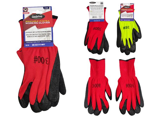 WORKING GLOVES W/TEXTURED GRIP RED,BLUE,YE image