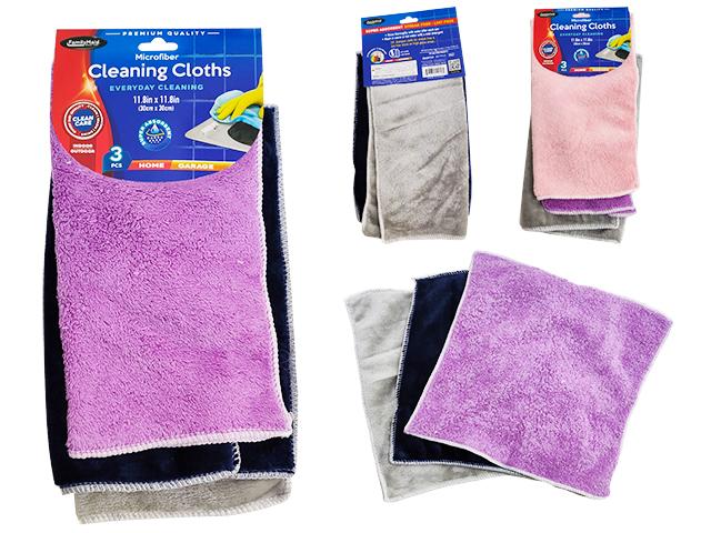 3PC MICROFIBER CLEANING CLOTHS 11.8" X 11.8" (12256) image