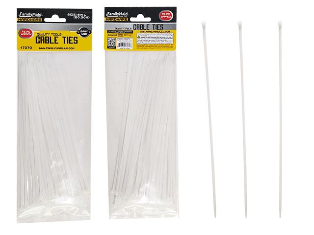 SELF-LOCKING CABLE TIES 75PC 8" LONG WHITE image