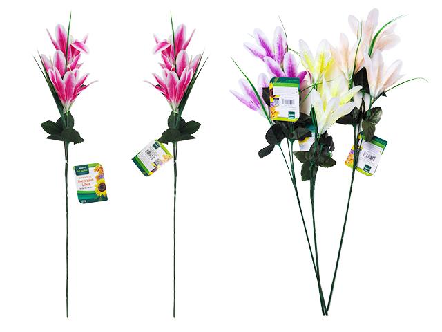 FLOWER LILIES 3 HEAD 14CM D X8CM 23.23" L 4ASST CLR image