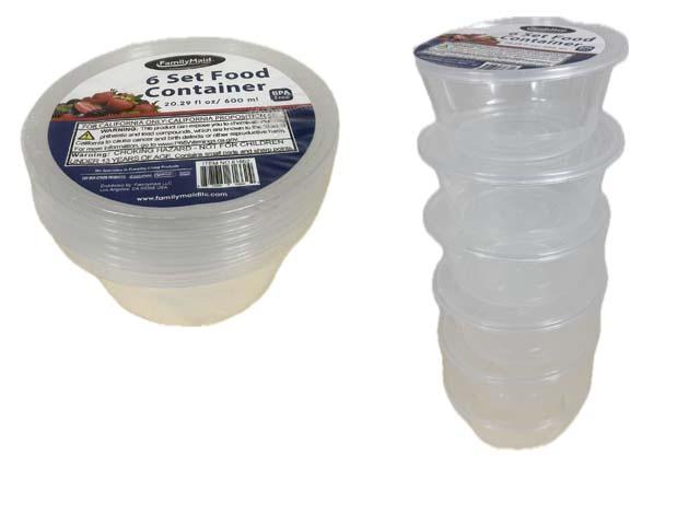 FOOD CONT 6 SETS RD 23.7OZ/700ML CLEAR image