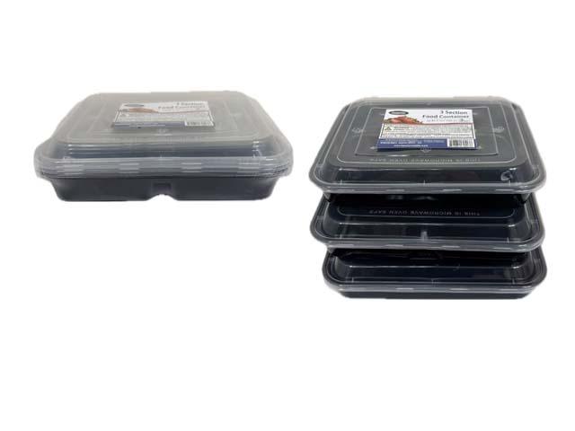 3-SECT RECT FOOD CONT 3 SETS BLK 8.5X7.5X1.2" image