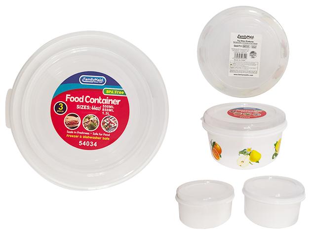 PLS 3PC FOOD CONT RD FRUIT WHITE 18.6OZ, 28.7OZ, 44OZ image