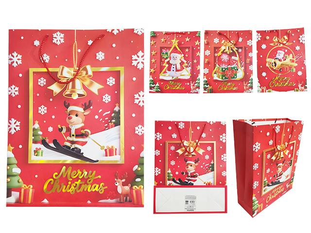 X-MAS GIFT BAG LARGE 12.2X15.75X4.72"FOIL 4ASST