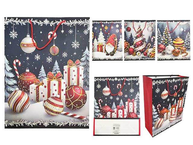 X-MAS GIFT BAG LARGE 12.2X15.75X4.72"FOIL 4ASST (83279C)