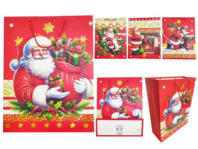 X-MAS GIFT BAG LARGE 12.2X15.75X4.72"FOIL 4ASST (83279)