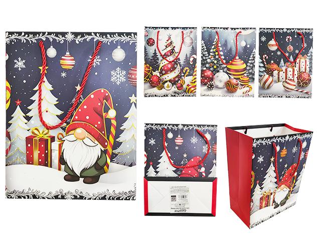 X-MAS GIFT BAG SMALL 7"X9"X 4" FOIL 4ASST (83277C)