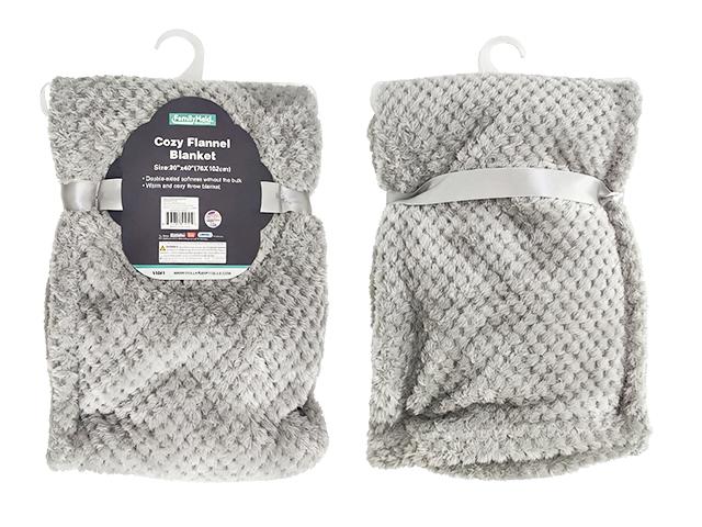BLANKET COZY FLANNEL 30"X40" W/HANGER