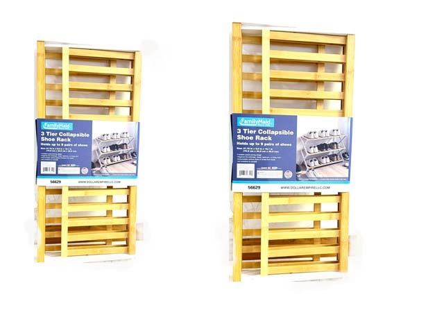 3 TIER COLLAPSIBLE SHOE RACK HOLDS UP TO 9 PAIRS SHOES image