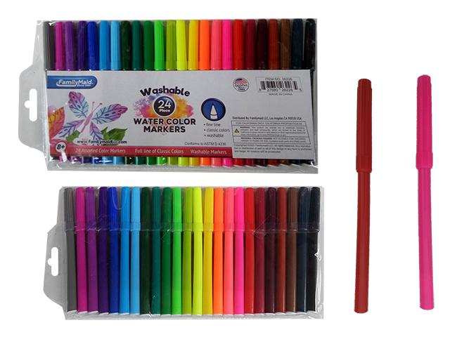 24PC WATER COLOR MARKERS IN ASSORTED COLORS, 5.7"LONG image