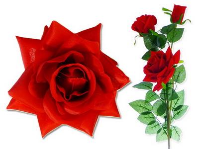 ROSE FLOWER BOUQUET 3HEAD 35" LONG RED;T. 27139 image