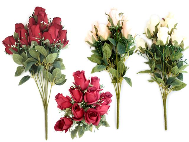 ROSE 11 HEAD FLOWER BOUQUET 20" L. COLORS 2,5,8,14 image