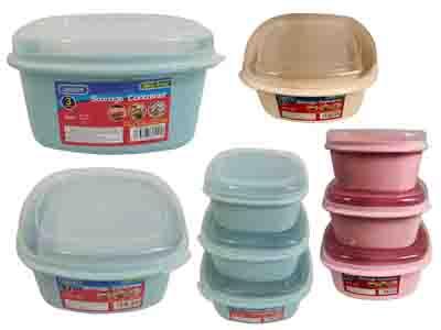 FOOD CONT 3 PCS SQUARE ASST CLR 88244D image