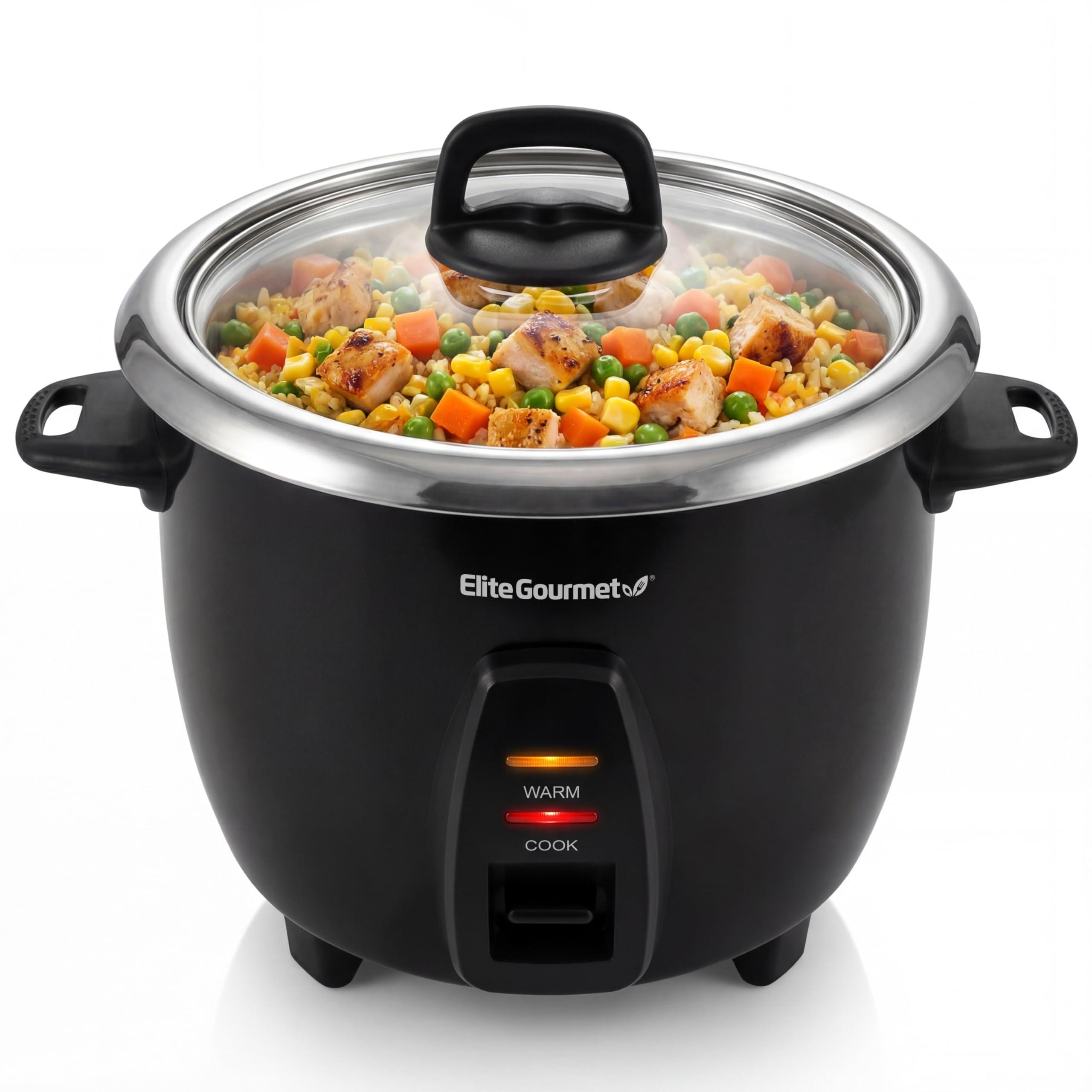 Elite Gourmet ERC2001BX 10-Cup Electric Rice Cooker with 304 Surgical Grade Stainless Steel Inner Pot, Makes Soups, Stews, Porridges, Grains and Cereals