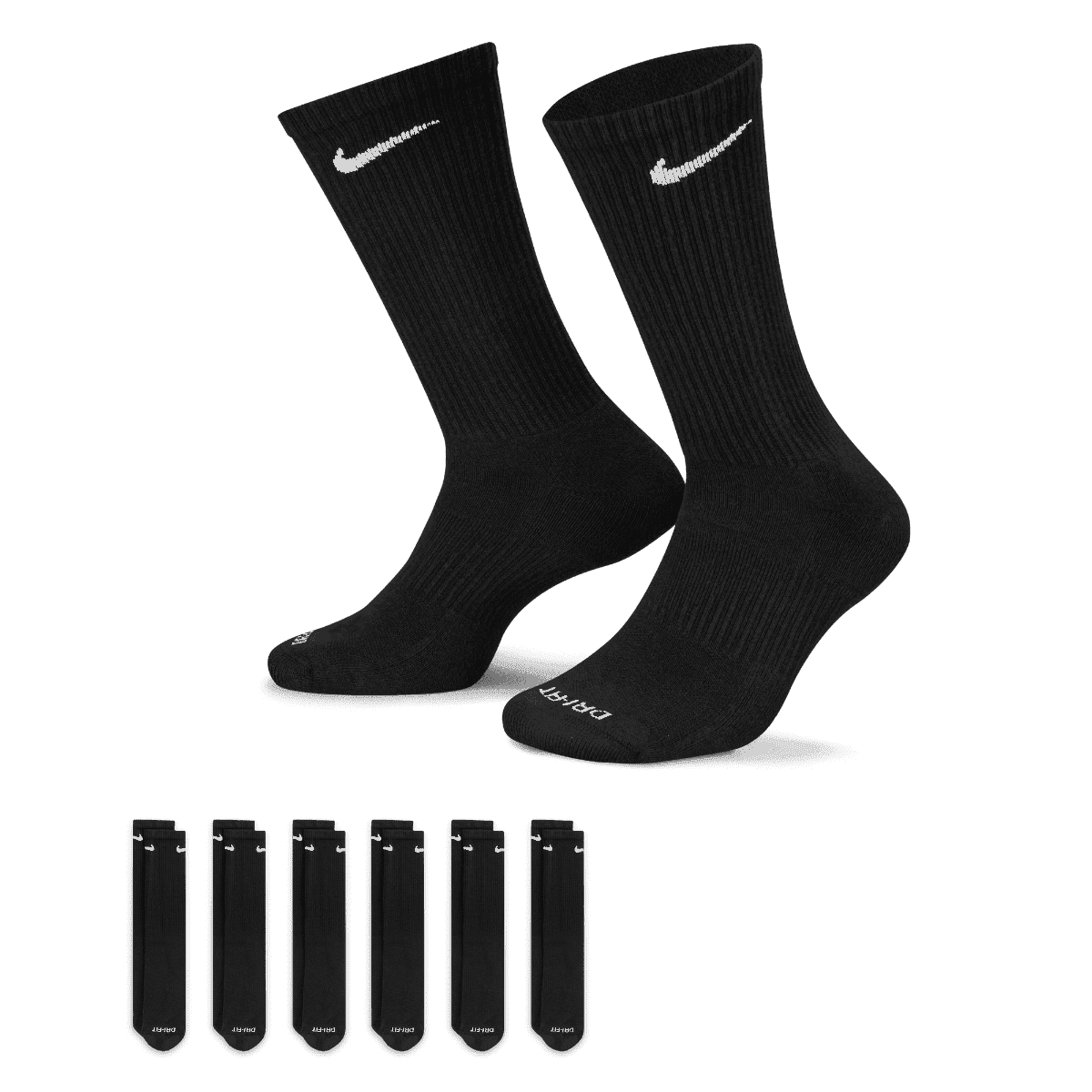 Men's Nike 6-pack Everyday Plus Cushion Crew Training Socks Color: Black Size: 8-12 image