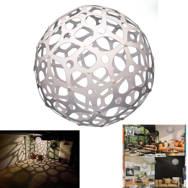   Pendant Light - White Peace #18L-PCWHC - 18" Pendant Light - 14' Cord, LED 16 Color Option Bulb w/ Remote, Hardware Included - 3 for $30.00 image